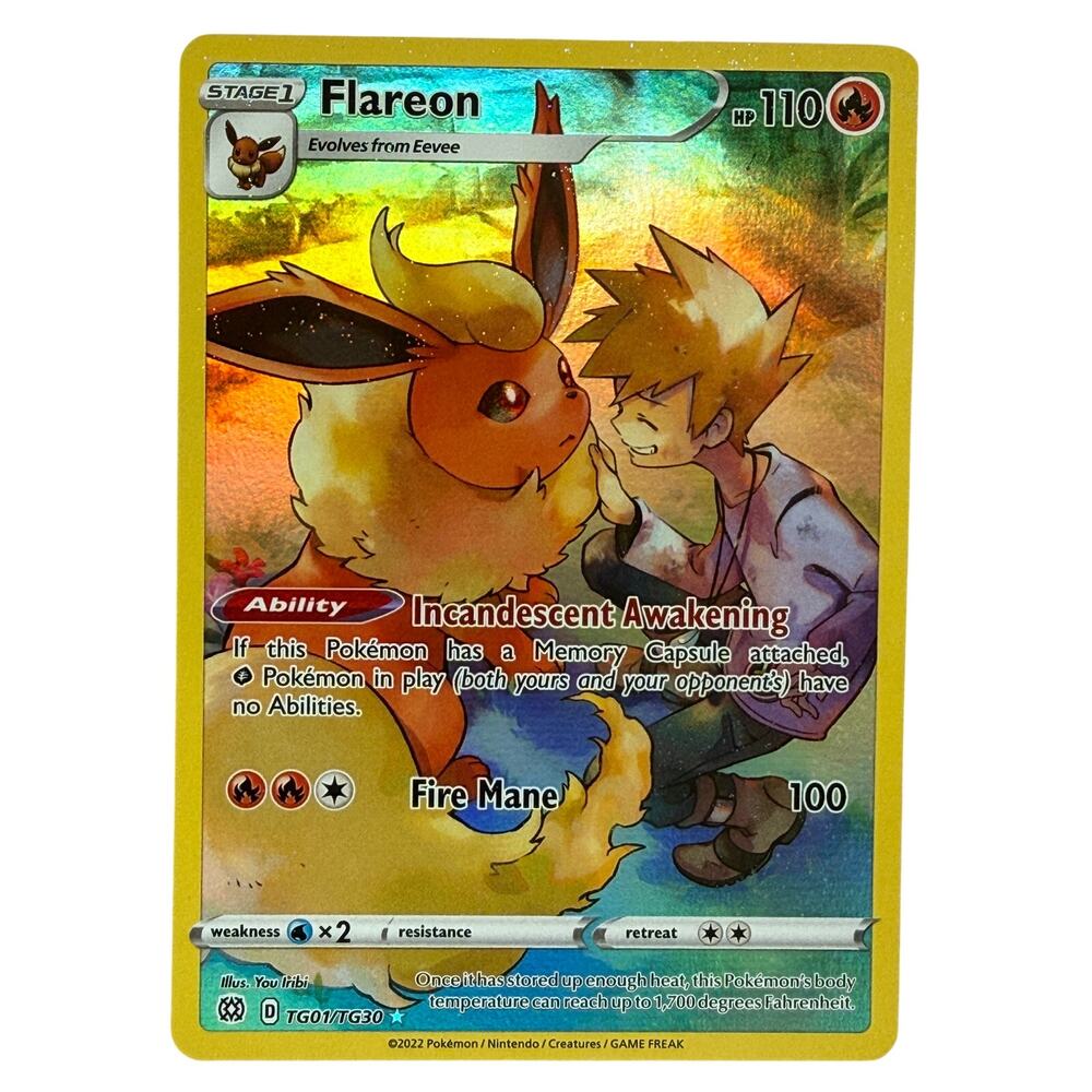 Pokémon TCG Flareon TG01/TG30 Brilliant Stars 2022 Trainer Gallery Holo NM-MT